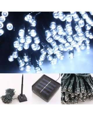 100LED Solar String Fairy Lights cool white