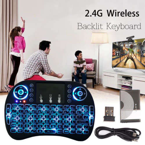 BACKLIT Mini i8 Air Mouse 2.4GHZ Wireless Keyboard Touchpad Remote For Smart TV Tablet