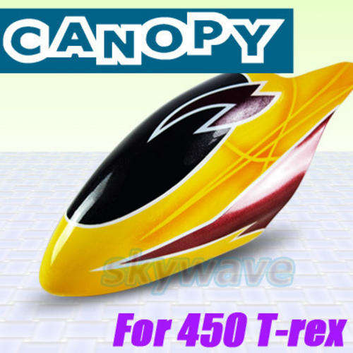 Fibre Glass Canopy For 450 size R/C Helicopter Align T-rex CopterX  Esky Belt CP V2 (YELLOW FLASH)