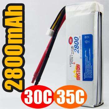 Mystery 3-Cell 2800mAh 30C 11.1v LiPo Battery for Belt CP V2 , Trex 450 RC Helicopter