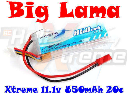 Xtreme 11.1v 850mAh 20 C 3s Li-po Battery (for Big Lama / E-500)