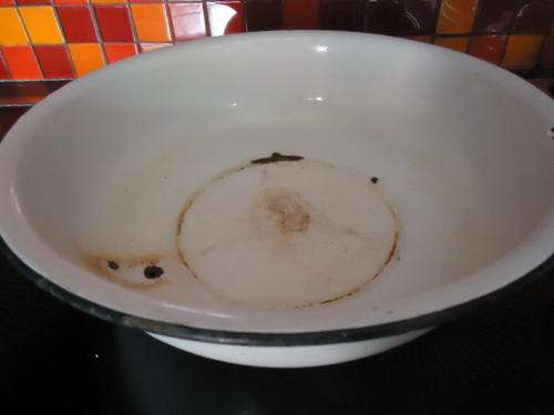 Large vintage enamel bowl