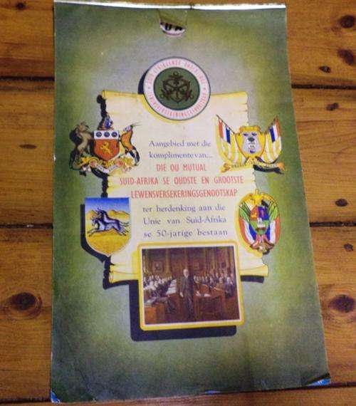 R1/NR!  1960 OLD MUTUAL  CALENDER  "TER HERDENKING VAN DIE UNIE SE 50 JAARIGE BESTAAN"
