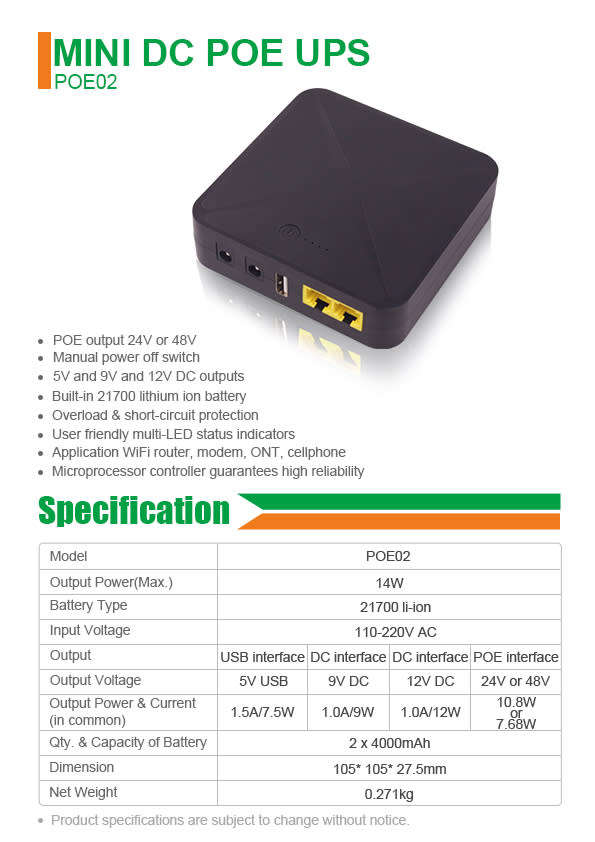 Richroc POE02 8000mAh Micro UPS  Black