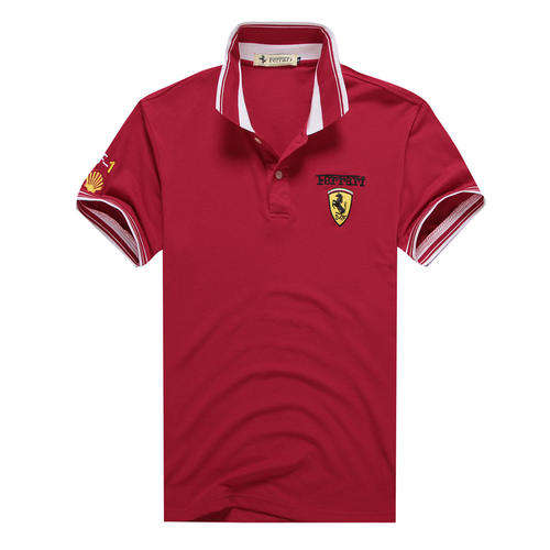 Embroidered Ferrari lapel polo T-shirt