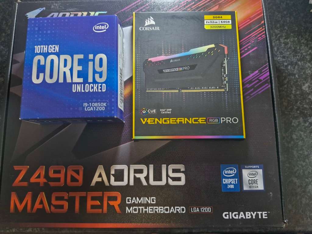 Aorus Master Z490, I9 10850K, Corsair Vengeance Pro 64GB Ram Combo