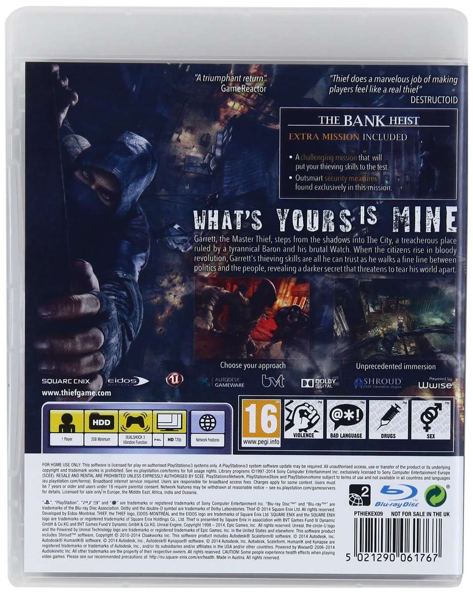 PS3 GAMES THIEF PS3 PLAYSTATION 3 GAMES