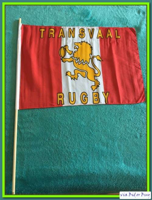 OLD TRANSVAAL RUGBY FLAGS PRE 1993 (N.O. S) OLD SPORTS SOUVENIR SHOP FIND.