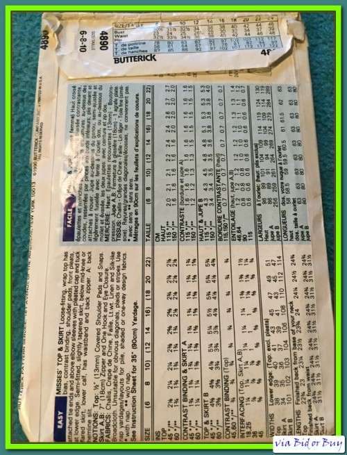 LESLIE FAY FOR BUTTERICK: NR4890 MISSES' TOP AND SKIRT (SIZES 6 - 22)