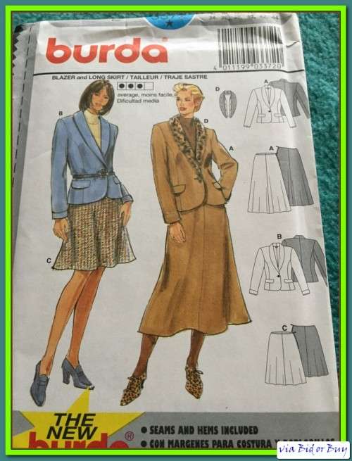 BURDA 3372 BLAZER & SKIRT (UNCUT)(SIZE 8 - 18)