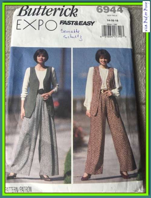 PATTERN BUTTERICK 6944 - VEST & PANTS (SIZE 6 - 18)