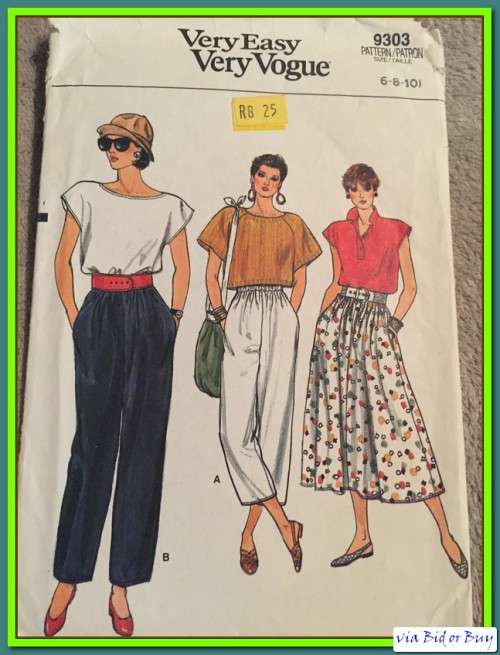 PATTERN VOGUE 9303 - SKIRT AND PANTS (SIZE 6 - 16)