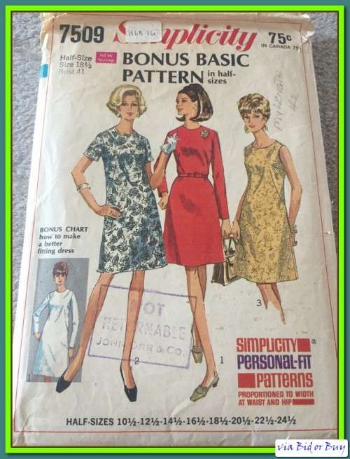 PATTERN SIMPLICITY 7509 - DRESS (SIZE 10.5 - 24.5)