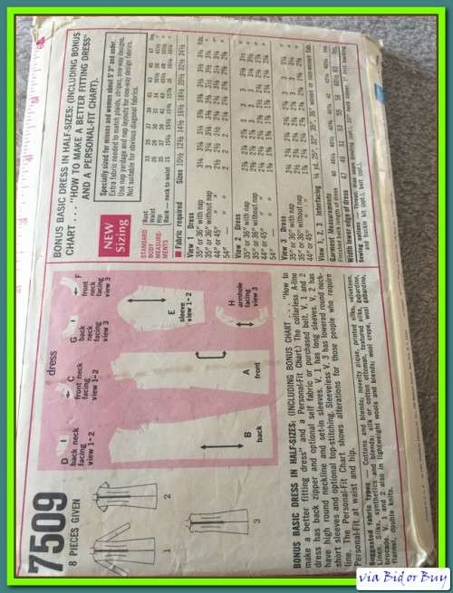 PATTERN SIMPLICITY 7509 - DRESS (SIZE 10.5 - 24.5)