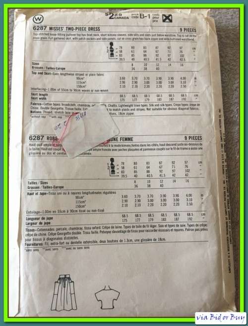 PATTERN SUPER SAVER 6287 - 2PIECE DRESS (SIZE 8 - 16)