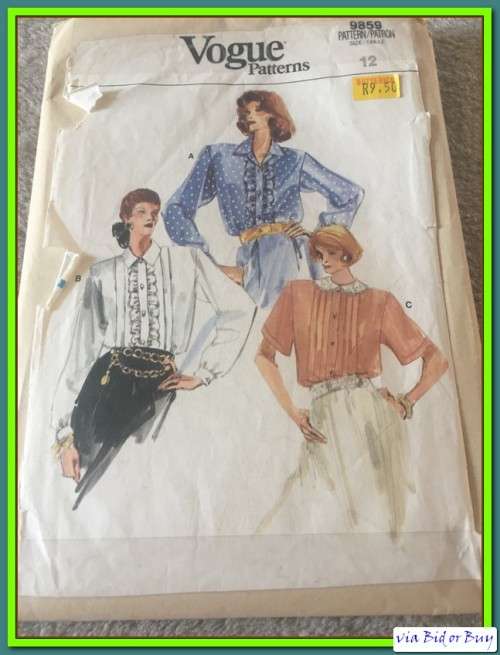 PATTERN VOGUE 9859 - BLOUSE ( SIZE 8 - 16)