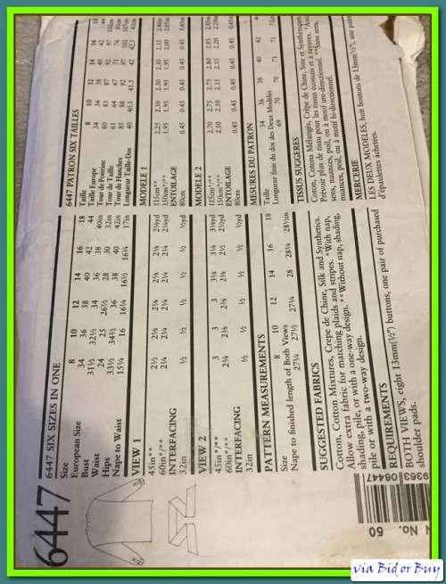 PATTERN NEW LOOK 6447 - BLOUSE (SIZE 8-18)