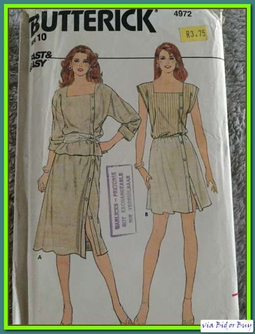 PATTERN BUTTERICK 4972 - TOP/SKIRT (10, 8-16)