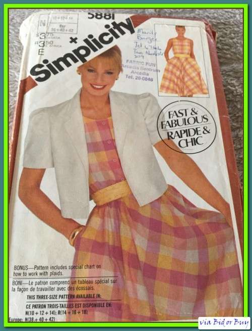 PATTERN SIMPLICITY 5881 - DRESS/JACKETS (SIZE 10-12-14, 10-18)