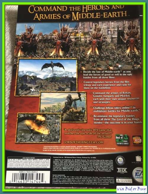 PC GAME - LORD OF THE RINGS (THE BATTLE FOR MIDDLE-EARTH) NO BOOKLET, NO SERIAL KEY