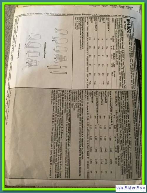 PATTERN MCCALL'S M4882 - 2HOUR SKIRT (SIZE XS, SML, MED (XS-XL))