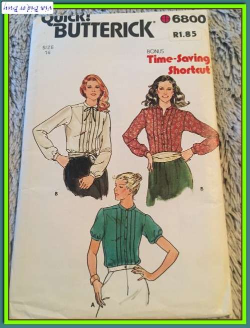 PATTERN BUTTERICK 6800 (VINTAGE) - BLOUSE (UNUSED) (SIZE 16, 8-16)