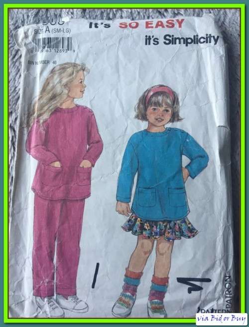 PATTERN SIMPLICITY 7966 - CHILD'S KNIT PANTS, SKIRT & TOP (SIZE SM - LG)