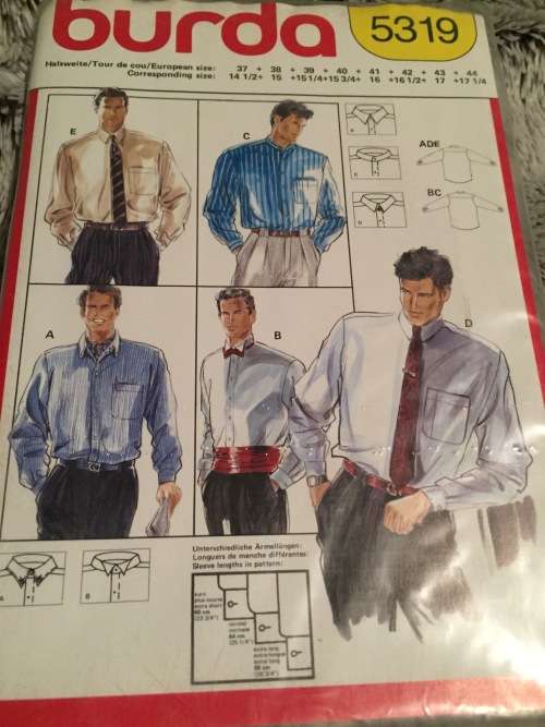 PATTERN BURDA 5319 - MEN'S SHIRT (SHIRT 14.5 - 17.25)