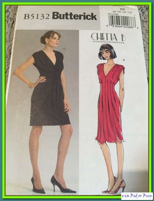 PATTERN BUTTERICK B5132 CHETTA B - DRESS (UNUSED)(SIZE 8-10-12-14, 8-22)
