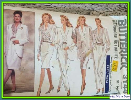 PATTERN BUTTERICK 3144 WARDROBE ACTUALITE - JACKET/BLOUSE/SKIRT/PANTS (SIZE 12-14-16, 6-22)