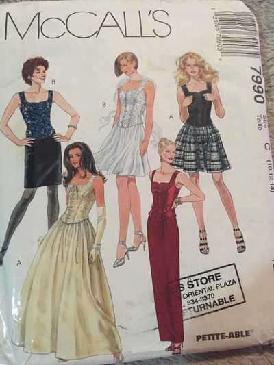 PATTERN MCCALL'S 7990 - LINED TOP AND SKIRT IN 2 LENGTHS (SIZE 10-12-14, 4-18)