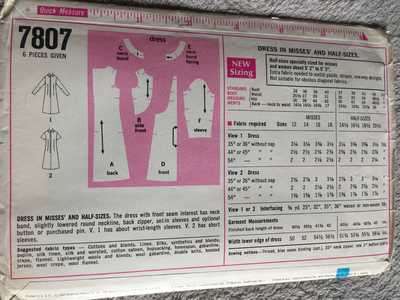 PATTERN SIMPLICITY 7807 (VINTAGE) - DRESS ALSO IN HALF SIZES (SIZE 12, 12-20.5)