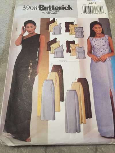 PATTERN BUTTERICK 3908 - TOP AND SKIRT (SIZE 6-8-10, 6-22)