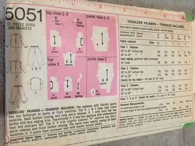 PATTERN SIMPLICITY 5051 - TODDLER'S PAJAMAS (SIZE 3,   1/2 - 4)