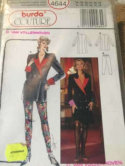 PATTERN BURDA 4644 (COUTURE) - JACKET & PANTS (SIZE 8-18)