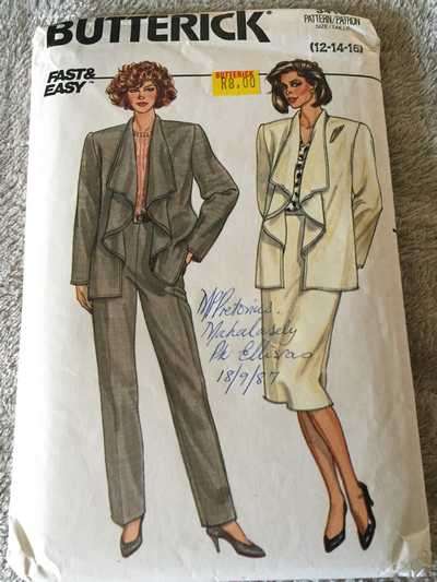 PATTERN BUTTERICK 3418 - JACKET, SKIRT & PANTS (SIZE 12-14-16)