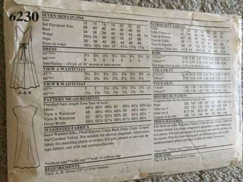 PATTERN NEW LOOK 6230 - DRESS/WAISTCOAT (SIZE 12-24)