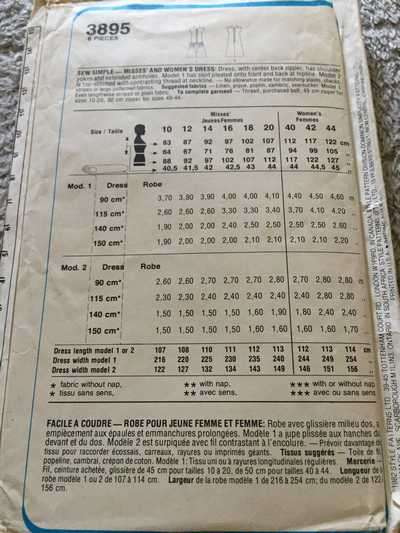 PATTERN STYLE 3895 - DRESS (SIZE 12)