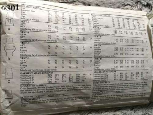 PATTERN NEW LOOK 6301 - VEST (SIZE 8-18)