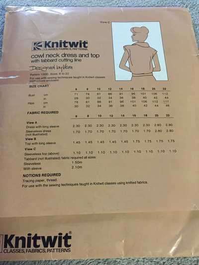 PATTERN KNITWIT 1000 - (UNUSED) COWL NECK DRESS AND TOP (SIZE 6-22)