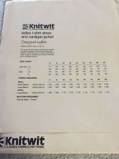 PATTERN KNITWIT 3350 - (UNUSED)LADIES T-SHIRT DRESS AND CARDIGAN JACKET (SIZE 6-22)