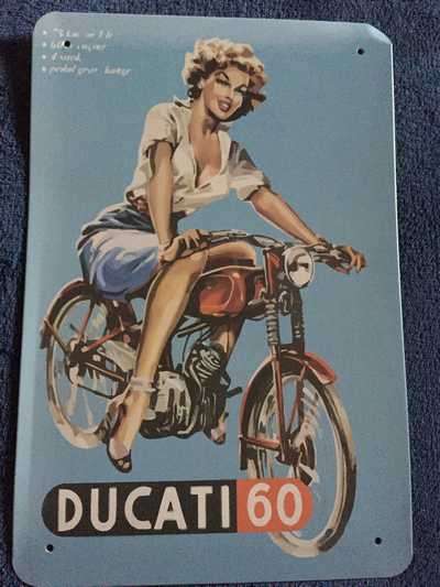 TIN WALL HANGING: DUCATI 60 (30CM X 20CM)