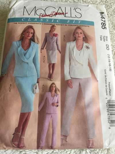 PATTERN MCCALL'S M4785 (UNUSED) - LINED JACKETS, TOP, PANTS AND SKIRT (SIZE 12-14-16-18)