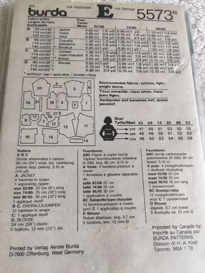 PATTERN BURDA 5573