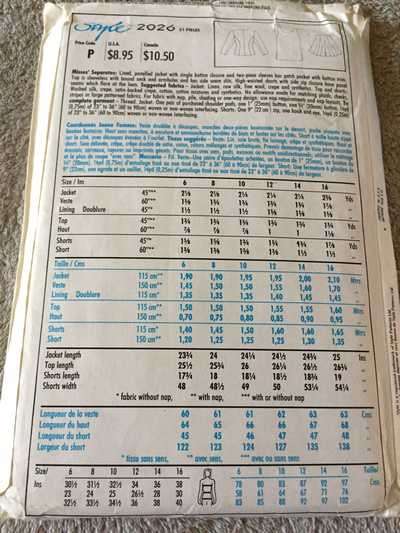 PATTERN STYLE 2026 (UNUSED) - JACKET, TOP AND SKIRT (SIZE 6-16)