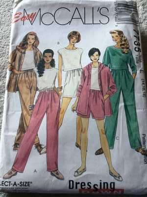 PATTERN MCCALL'S 7735 (DRESSING DOWN) - JACKET/TOP/PULL-ON PANTS/PULL-ON SHORTS (SIZE 14-16-18)