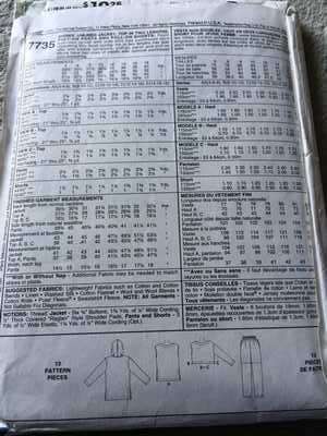 PATTERN MCCALL'S 7735 (DRESSING DOWN) - JACKET/TOP/PULL-ON PANTS/PULL-ON SHORTS (SIZE 14-16-18)