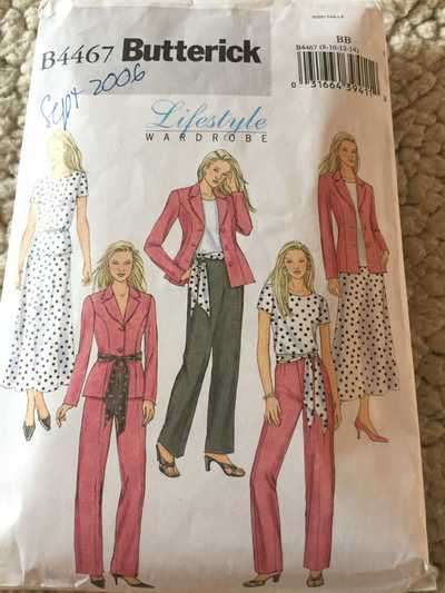 PATTERN BUTTERICK B4467 - JACKET, TOP, SKIRT, PANTS AND SASH (SIZE 8-14)