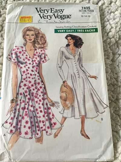 PATTERN VOGUE 7435 - DRESS (SIZE 12-14-16)