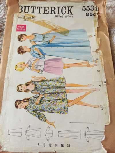 PATTERN BUTTERICK 5534 (VINTAGE) - NIGHTGOWN, ROBE AND JACKET (SIZE 12)